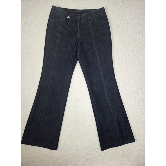 Y2k Womens Flare Jeans 8R Low Rise Dark Wash Bootcut Stretch Denim Casual Boho - Picture 3 of 11